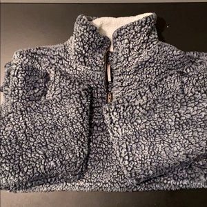 Fuzzy blue and white Quarter zip sweatshirt